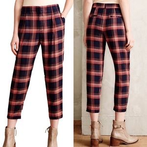 Anthropologie Plaid Cropped Pants